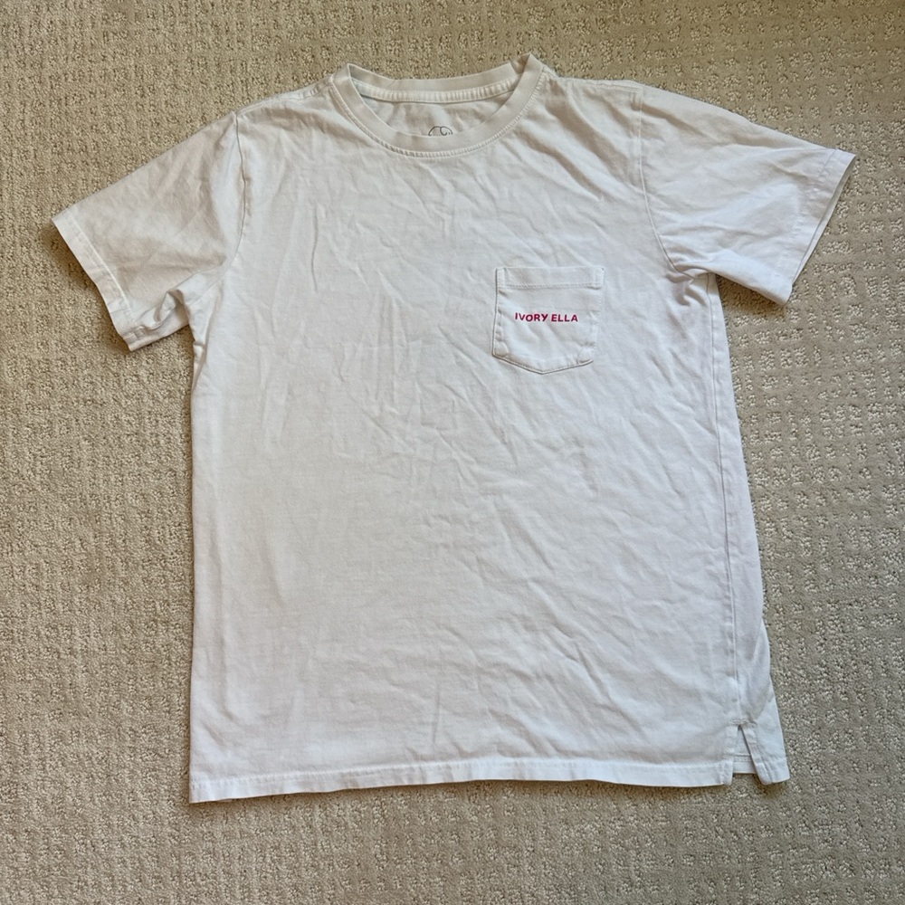 Ivory Ella White Tee with Pink Logo